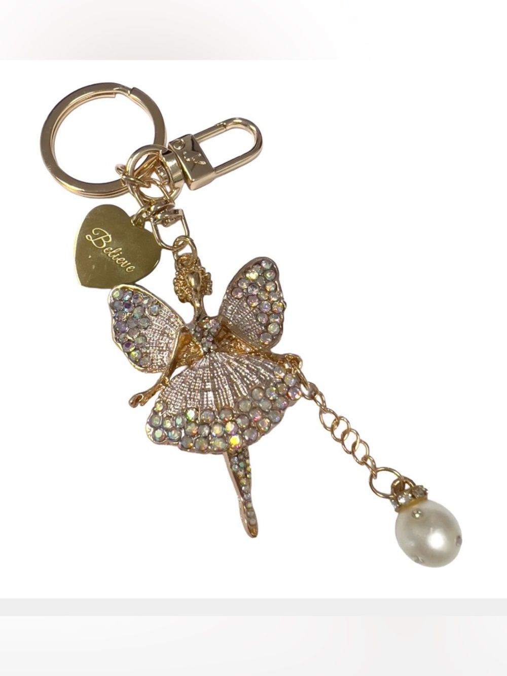 Gold Jacqueline Kent Ultraviolet Angel of Friendship purse charm/ keychain